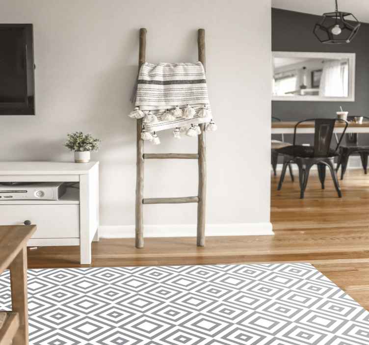 tapis vinyle moderne  carrés gris panoramique - TenStickers