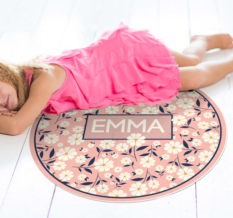 Tapis vinyles personnalisable cercle floral personnalisé - TenStickers
