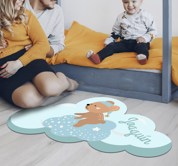 Tapis vinyle personnalisé motif ours nuage - TenStickers