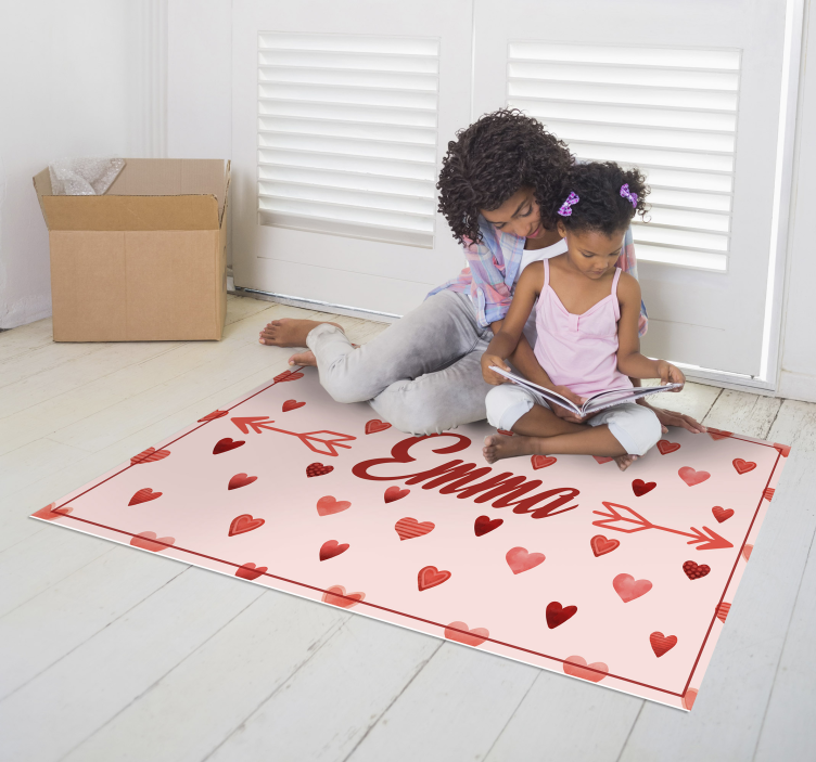 Tapis vinyles personnalisable thème coeur personnalisé - TenStickers