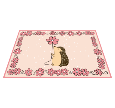 Tapis vinyle bébé hérisson floral - TenStickers