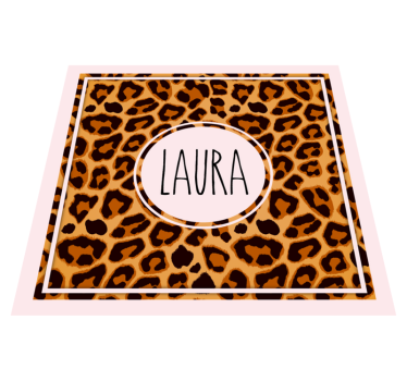 Tapis vinyle ado motif léopard avec nom - TenStickers