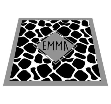 Tapis vinyle ado girafe noire et blanche avec nom - TenStickers