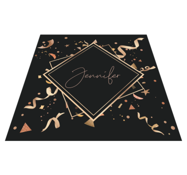 Tapis vinyle ado confettis dorés avec nom - TenStickers
