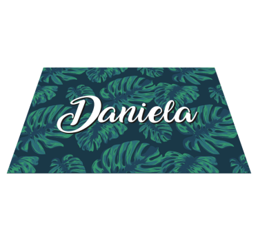 Tapis vinyle ado feuilles tropicales avec nom - TenStickers