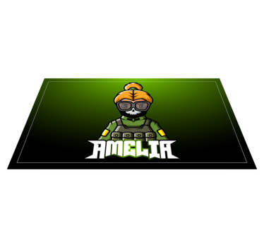 Tapis vinyle ado femme soldat avec nom - TenStickers