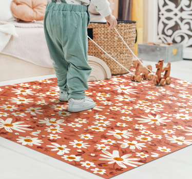 Tapis vinyle plantes motif floral marguerite - TenStickers