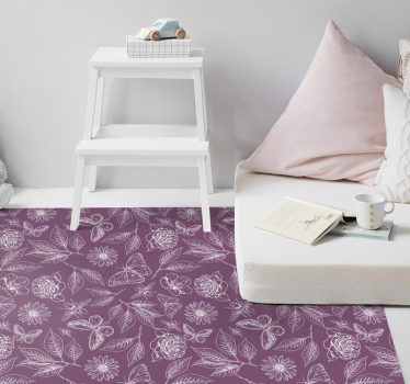 Tapis vinyle plantes symétrie florale - TenStickers