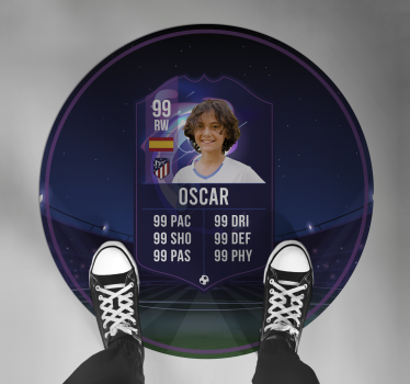 Tapis vinyle rond carte de footballeur personnalisable - TenStickers
