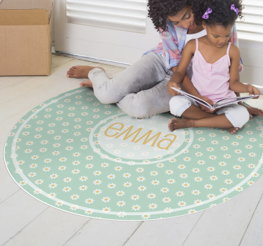 Tapis en vinyle personnalisé marguerites rondes - TenStickers