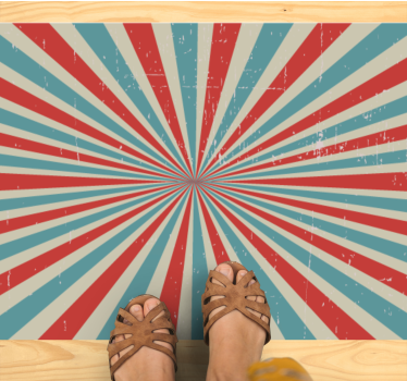 Tapis vinyle vintage chambre enfant bleu et rouge - TenStickers