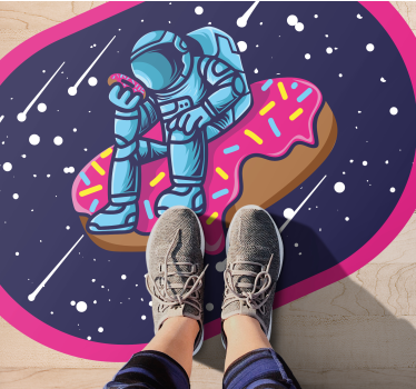 Tapis vinyle ado astronaute sur un beignet - TenStickers