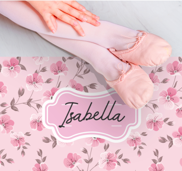 Tapis vinyle ado motif floral rose avec nom - TenStickers