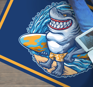 Tapis vinyle ado personnage de requin joyeux - TenStickers