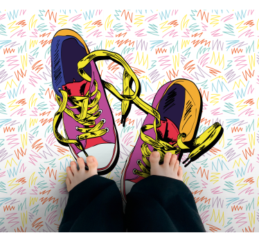 Tapis vinyle ado modèle de baskets colorées - TenStickers