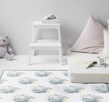 Tapis vinyle bébé motifs floraux de hérisson - TenStickers