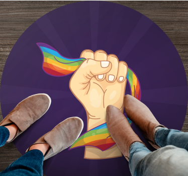 Tapis vinyle ado poing arc-en-ciel fier - TenStickers