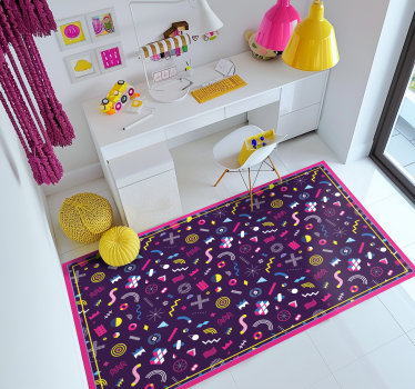 Tapis en vinyle géométrique motif de formes géométriques rétro - TenStickers