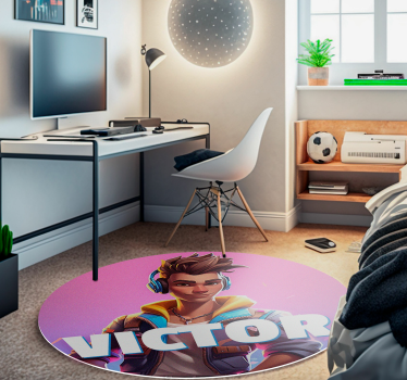 Tapis vinyle rond chambre ado personnage masculin jeu vidéo - TenStickers