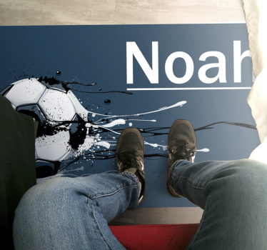 Tapis vinyle ado action de football avec nom - TenStickers