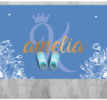Tapis vinyle ado nom floral et initiale - TenStickers