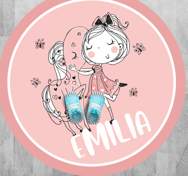 Tapis vinyle ado fille et cheval avec nom - TenStickers