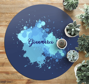 Tapis vinyle ado éclaboussures bleues avec nom - TenStickers