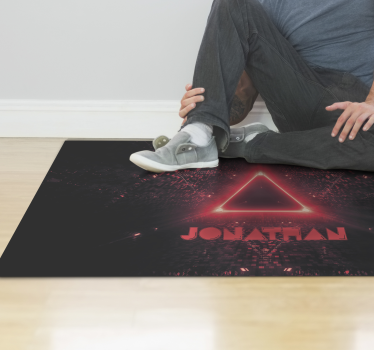 Tapis vinyle ado triangle néon avec nom - TenStickers