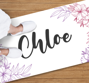 Tapis vinyle ado nom floral personnalisé - TenStickers