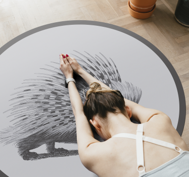 Tapis vinyle Porc-épic en noir et blanc - TenStickers
