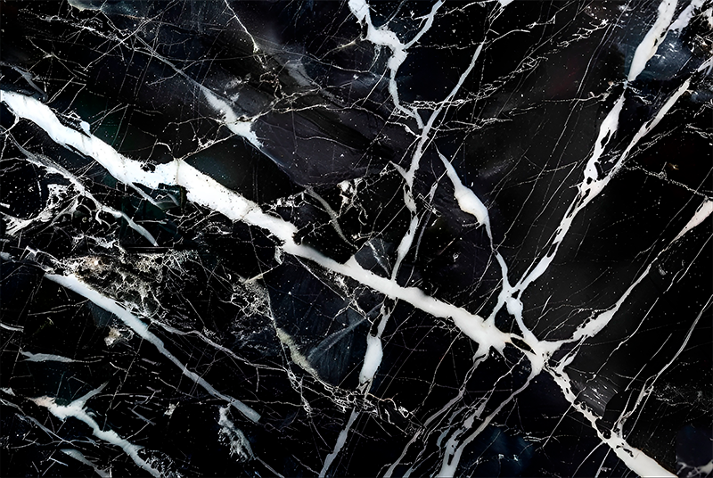 Tapis vinyle noir marbre aux nuances blanches - TenStickers