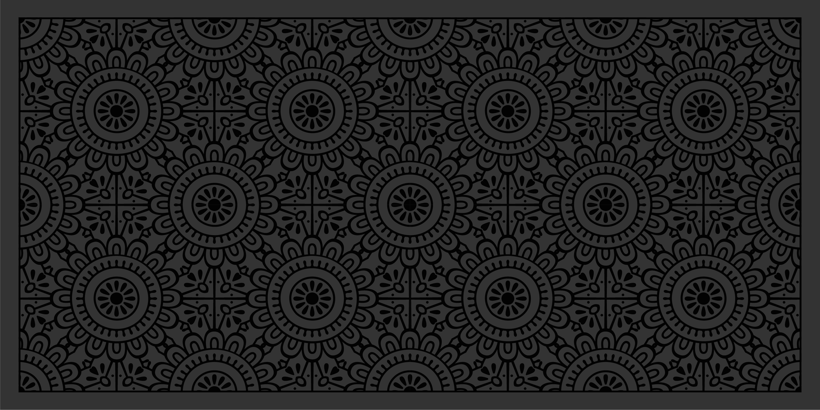 Tapis vinyle noir fleurs de mandala - TenStickers