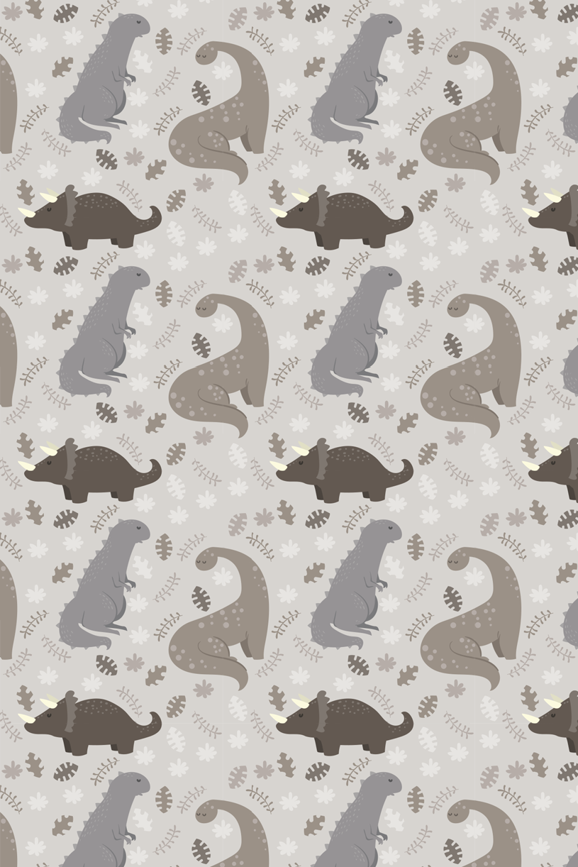Tapis vinyle animal motif dinosaures gris - TenStickers