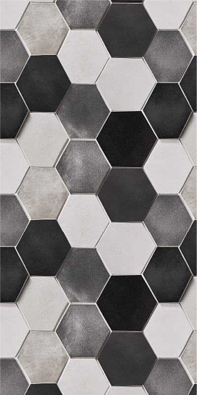 Tapis vinyle cuisine hexagones gris - TenStickers