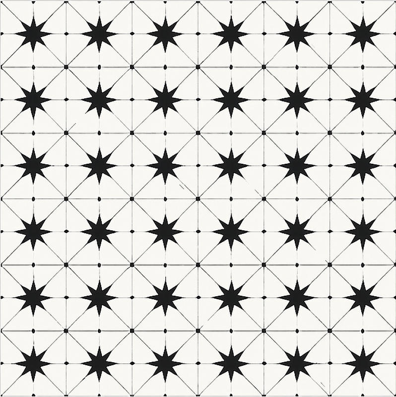 Tapis vinyle salle à manger motif étoile encaustique - TenStickers