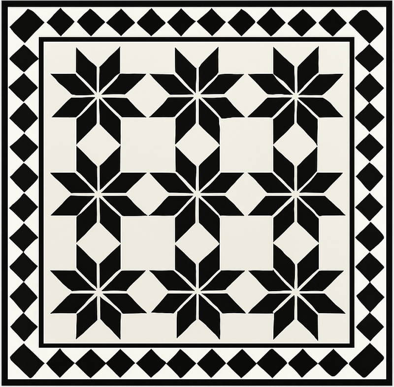 Tapis vinyle cuisine motif de carreaux étoilés monochromes - TenStickers