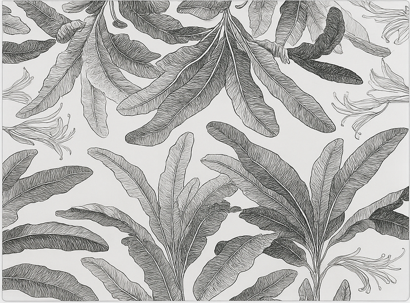 Tapis vinyle cuisine palmiers gris élégants - TenStickers