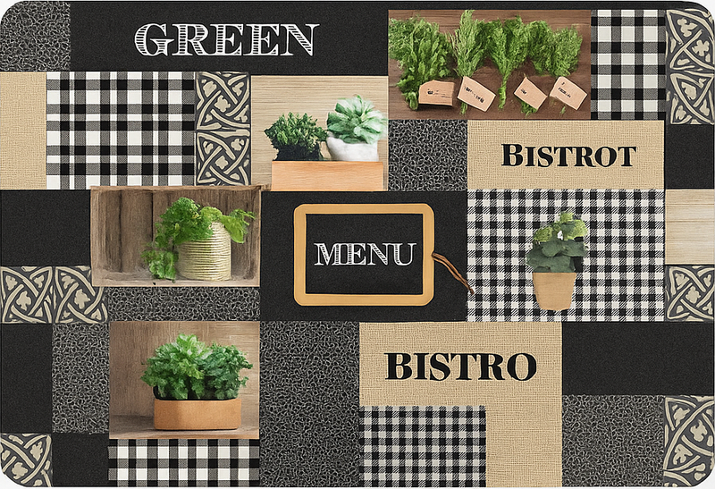 Tapis vinyle cuisine bistro noir et blanc - TenStickers