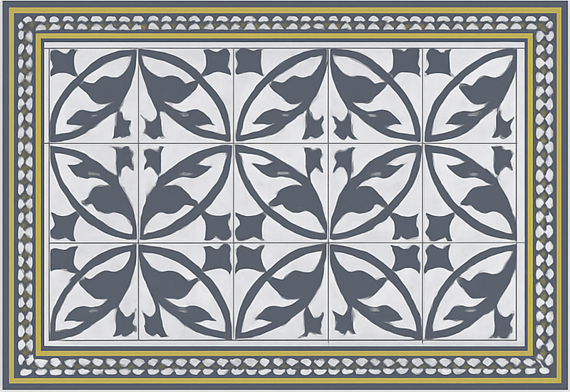 Tapis vinyle salon effet carreaux ciment - TenStickers