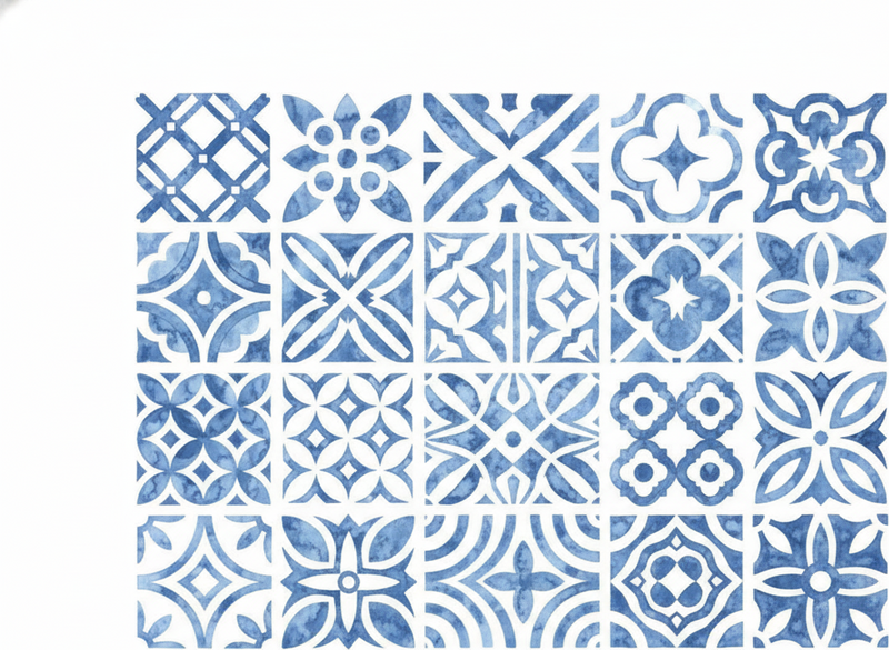 Tapis vinyle carreaux de ciment style portugal - TenStickers