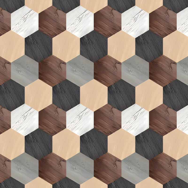 Tapis vinyle cuisine hexagones bois mélangés - TenStickers