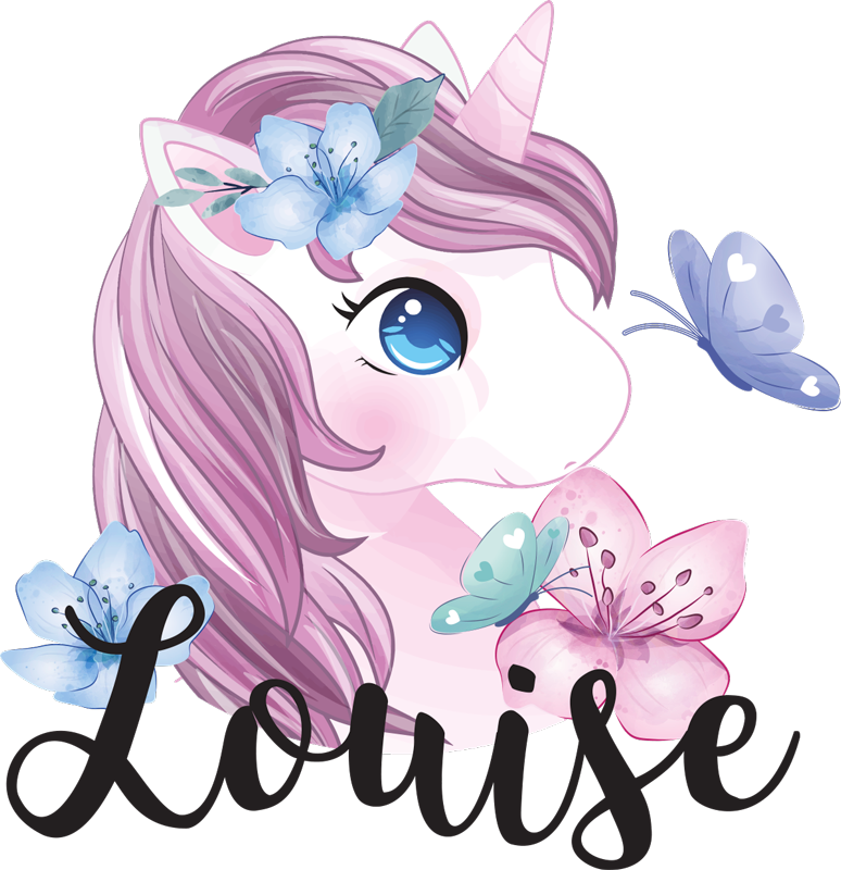 Tapis vinyle animal licorne aux grands yeux et papillon - TenStickers