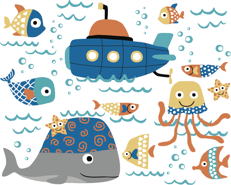 Tapis vinyle animal motifs bleu marine - TenStickers