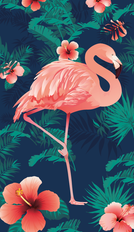 Tapis vinyle animal flamants roses tropicaux - TenStickers