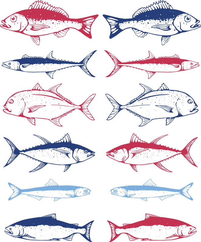 Tapis vinyle animal dessin de poissons - TenStickers