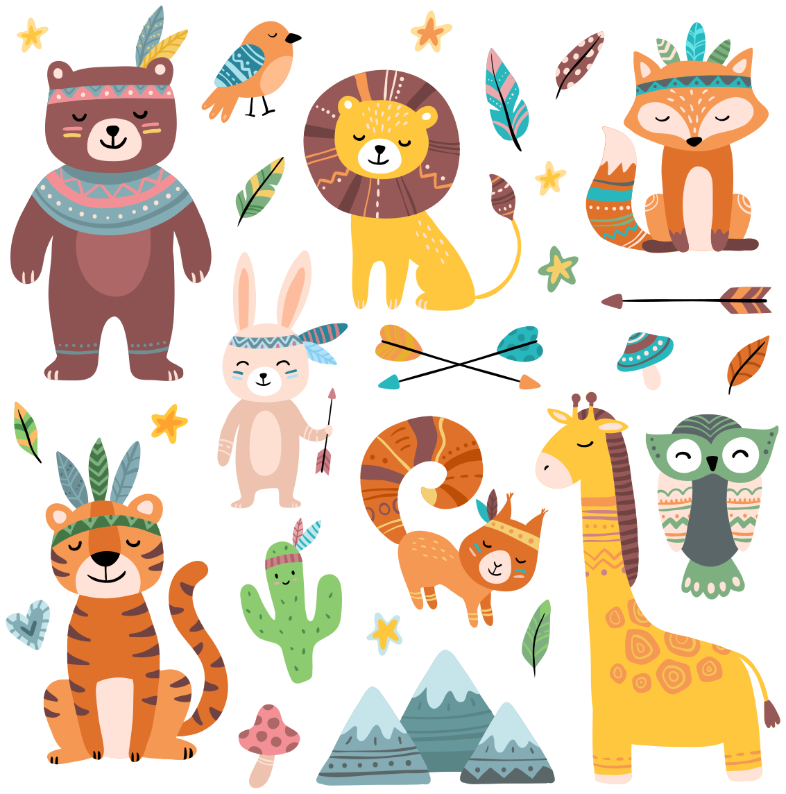 Tapis vinyle animal animaux sauvages bébés - TenStickers