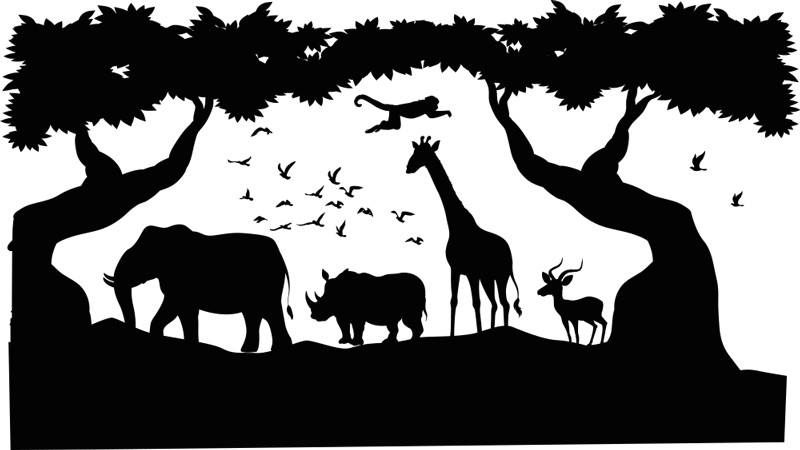 Tapis vinyle animal savane noir et blanc - TenStickers