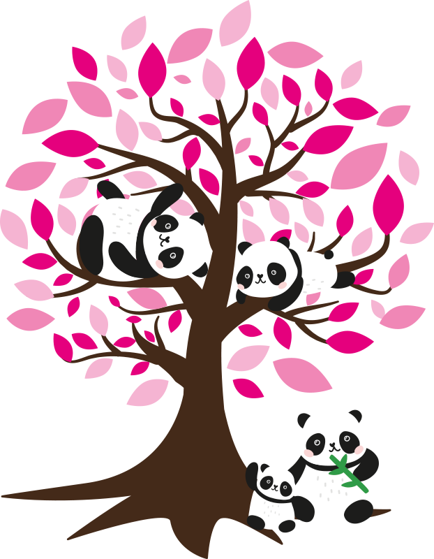 Tapis vinyle animal arbre avec pandas - TenStickers