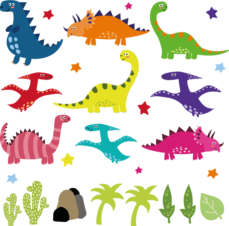 Tapis vinyle animal dinosaure nordique coloré - TenStickers