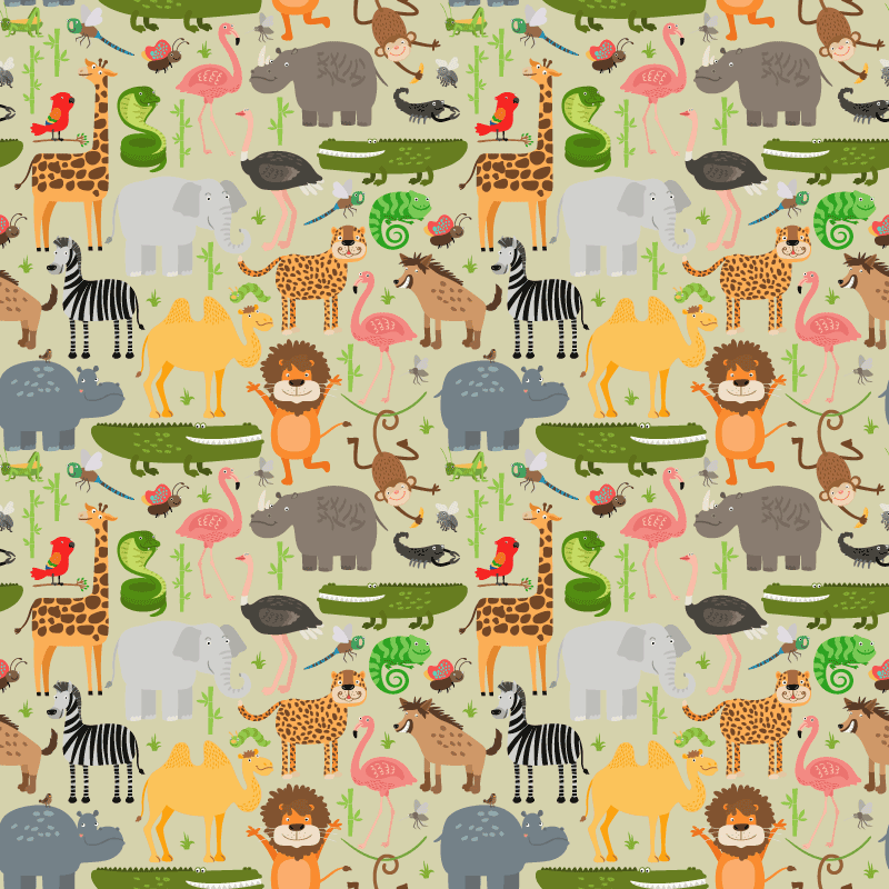 Tapis vinyle animal design jungle animaux - TenStickers